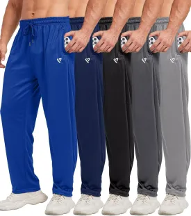 5 Pack Mens Sweatpants Open Bottom Joggers for Men with Zip Pockets Loose Fit Mesh Athletic Pants for Running,Casual