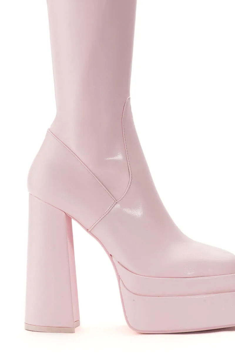AZALEA WANG MAXINE CHUNKY STRETCH BOOTIE IN PINK