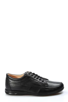 Black Casual Leather Lace-Up-Wessi