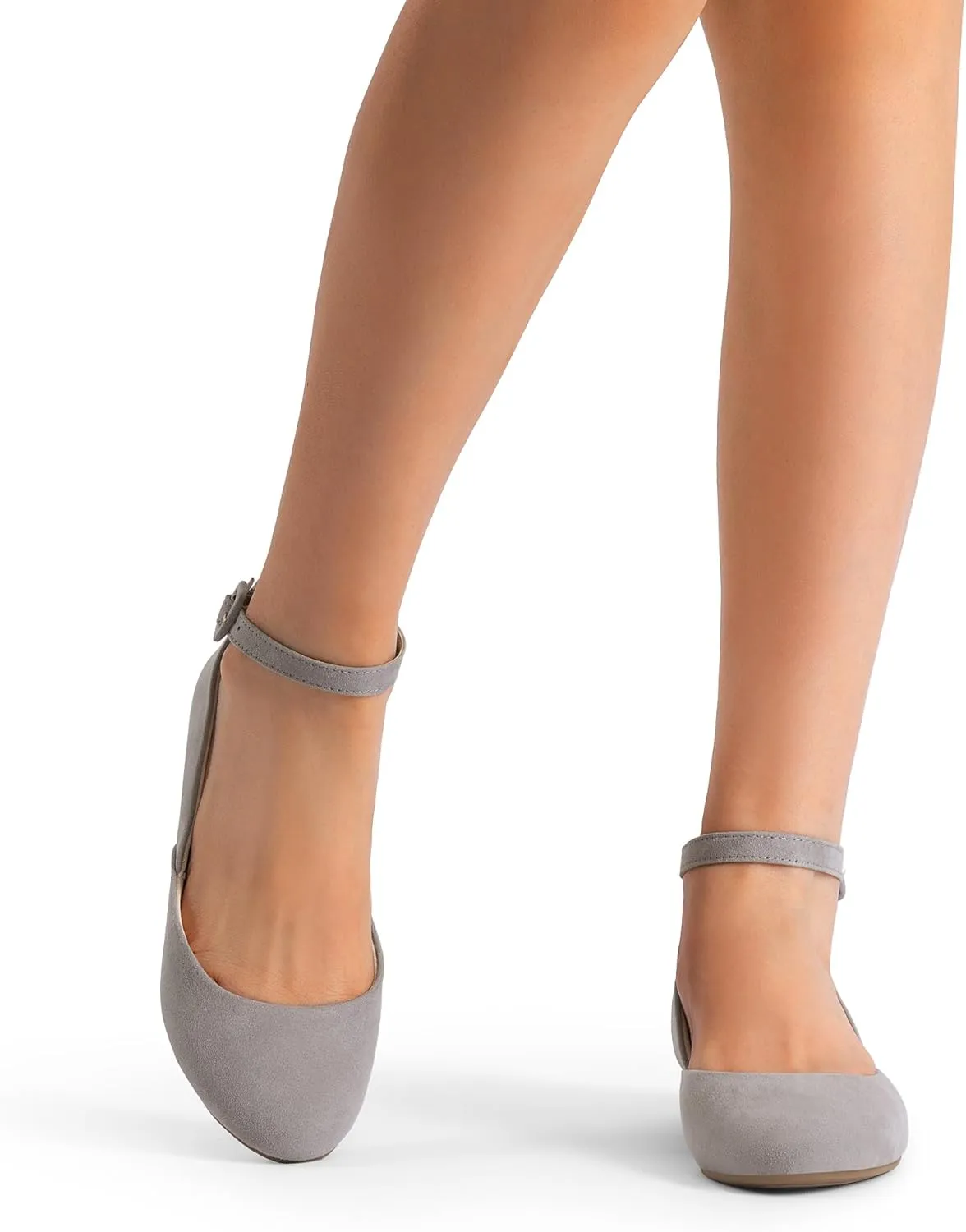 DREAM PAIRS Women's Dress Flats Ballet Low Wedge Round Toe Ankle Strap Comfortable Casual Flats Shoes