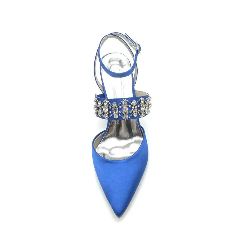Funki Buys | Shoes | Women's Bridal Satin Crystal Block Heels