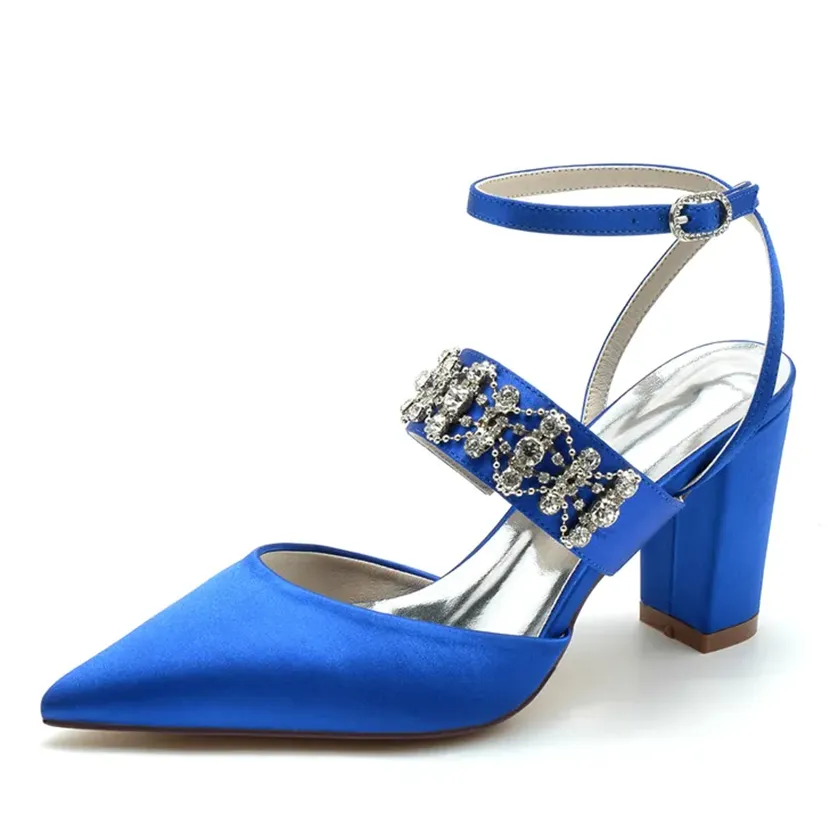 Funki Buys | Shoes | Women's Bridal Satin Crystal Block Heels