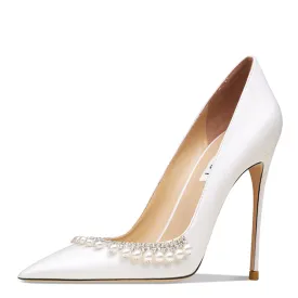 Funki Buys | Shoes | Women's Pearl Leather Wedding Stilettos