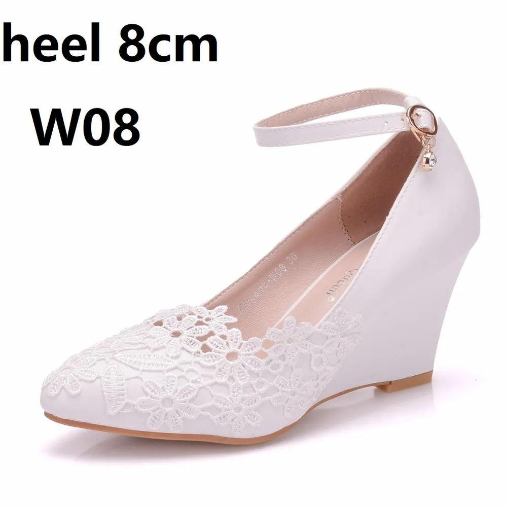 Funki Buys | Shoes | Women's White Lace Flower Wedding Shoe