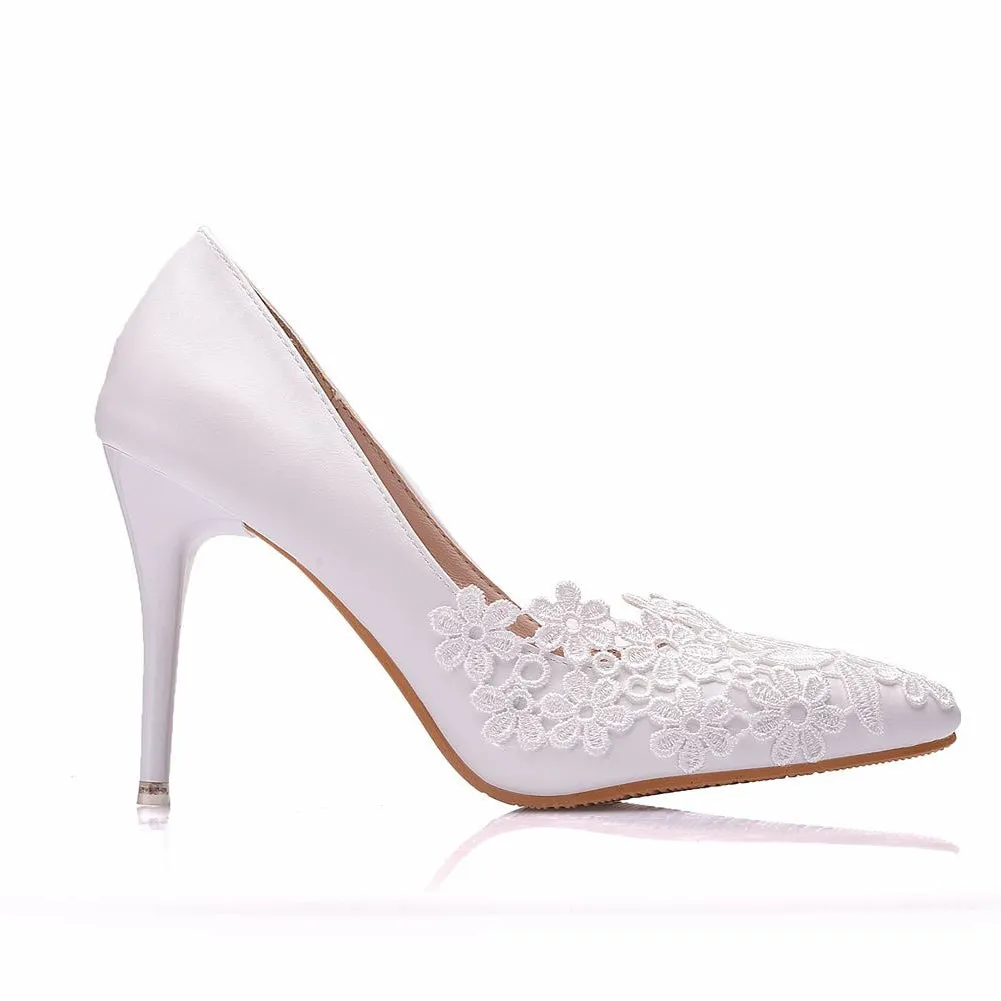 Funki Buys | Shoes | Women's White Lace Flower Wedding Shoe