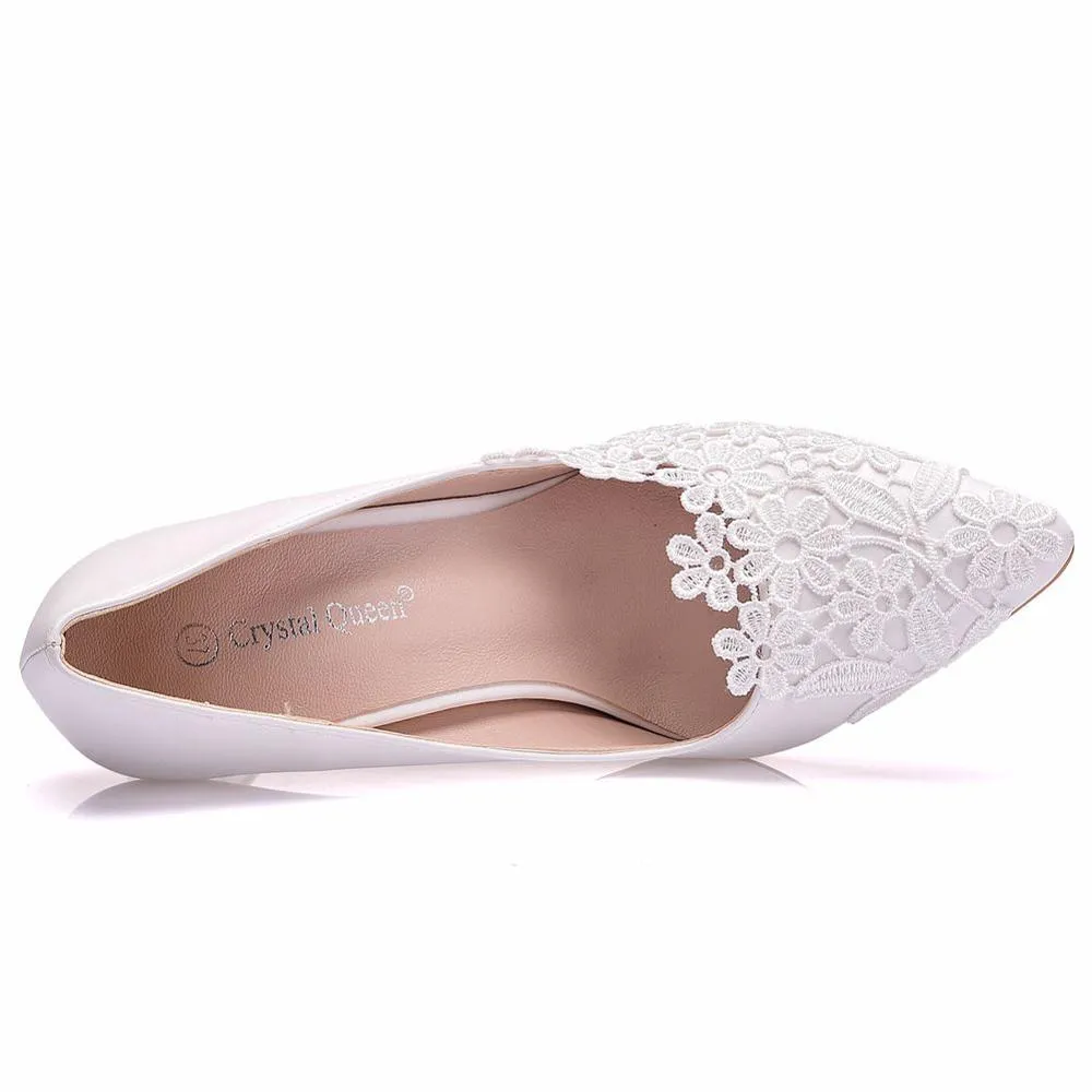 Funki Buys | Shoes | Women's White Lace Flower Wedding Shoe