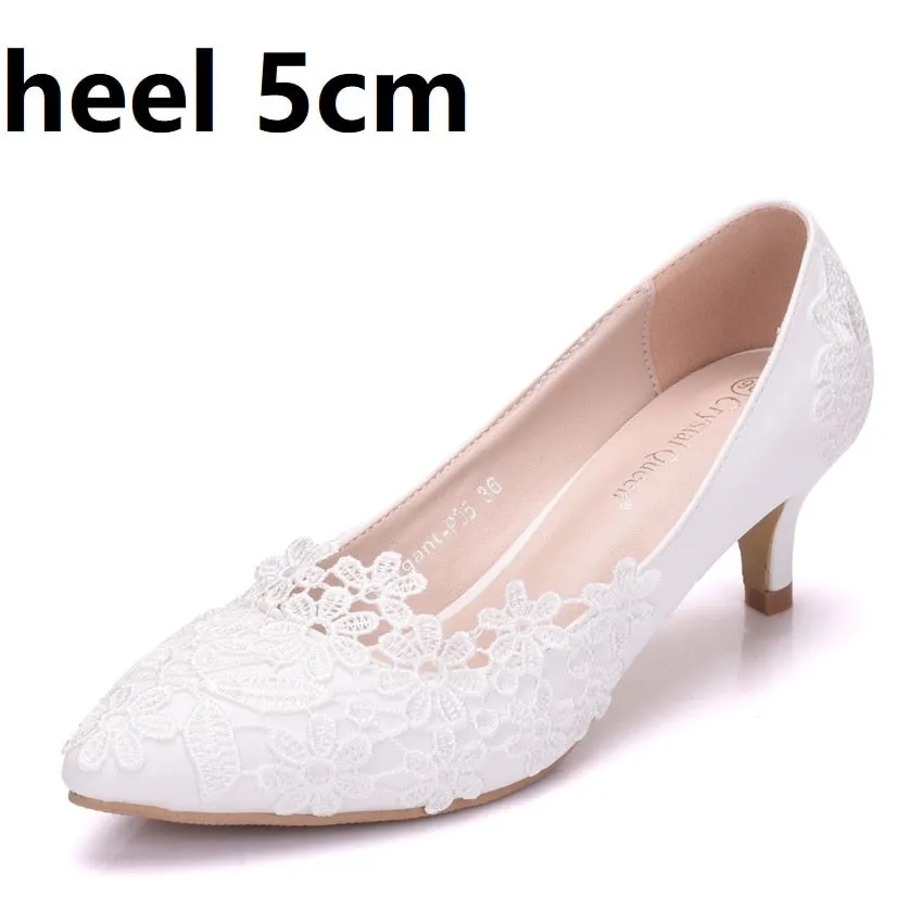 Funki Buys | Shoes | Women's White Lace Flower Wedding Shoe