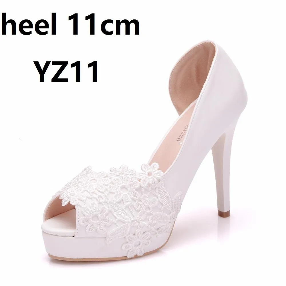 Funki Buys | Shoes | Women's White Lace Flower Wedding Shoe