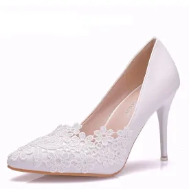 Funki Buys | Shoes | Women's White Lace Flower Wedding Shoe