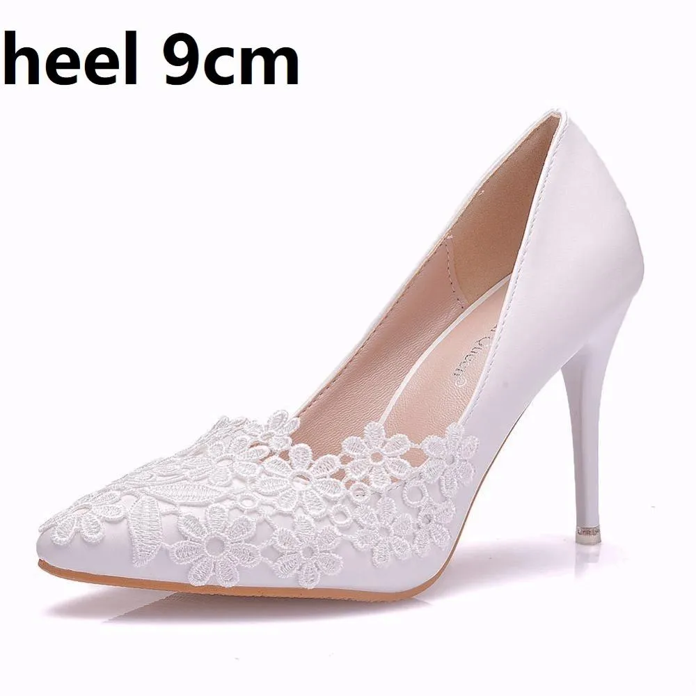 Funki Buys | Shoes | Women's White Lace Flower Wedding Shoe