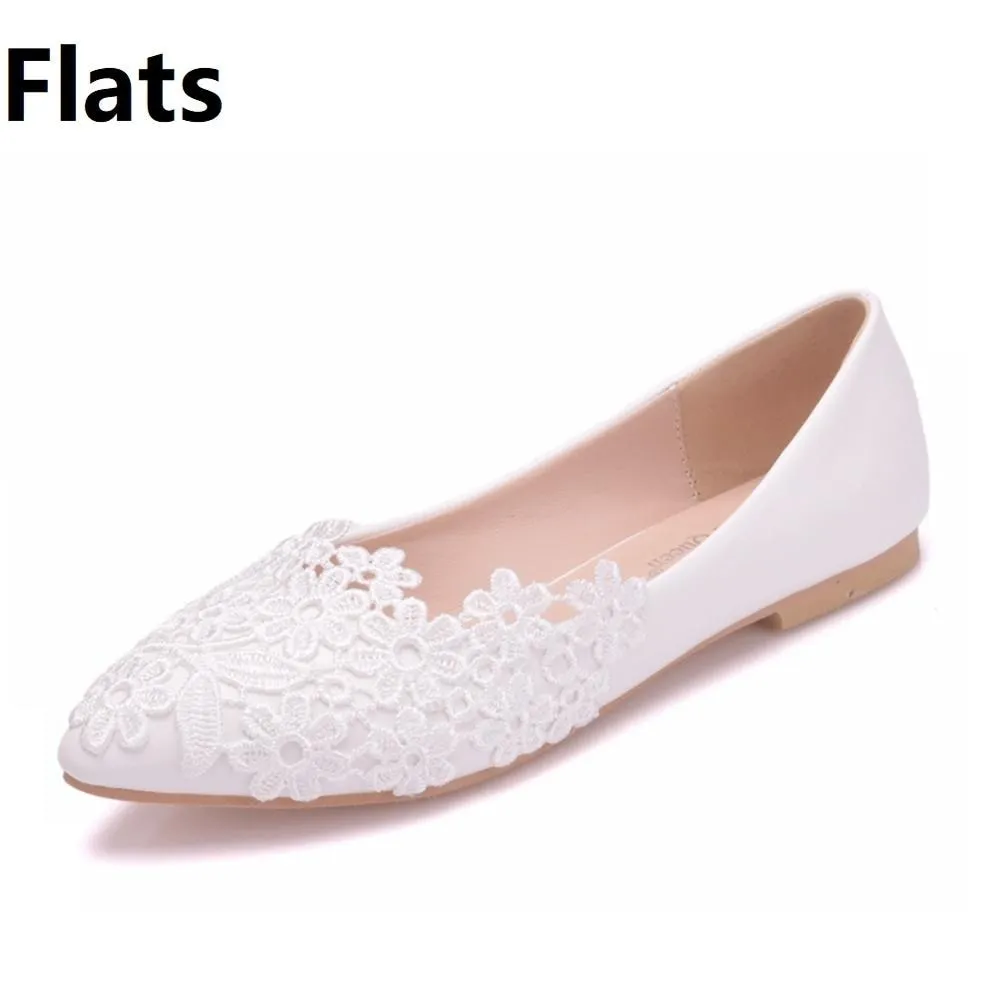 Funki Buys | Shoes | Women's White Lace Flower Wedding Shoe