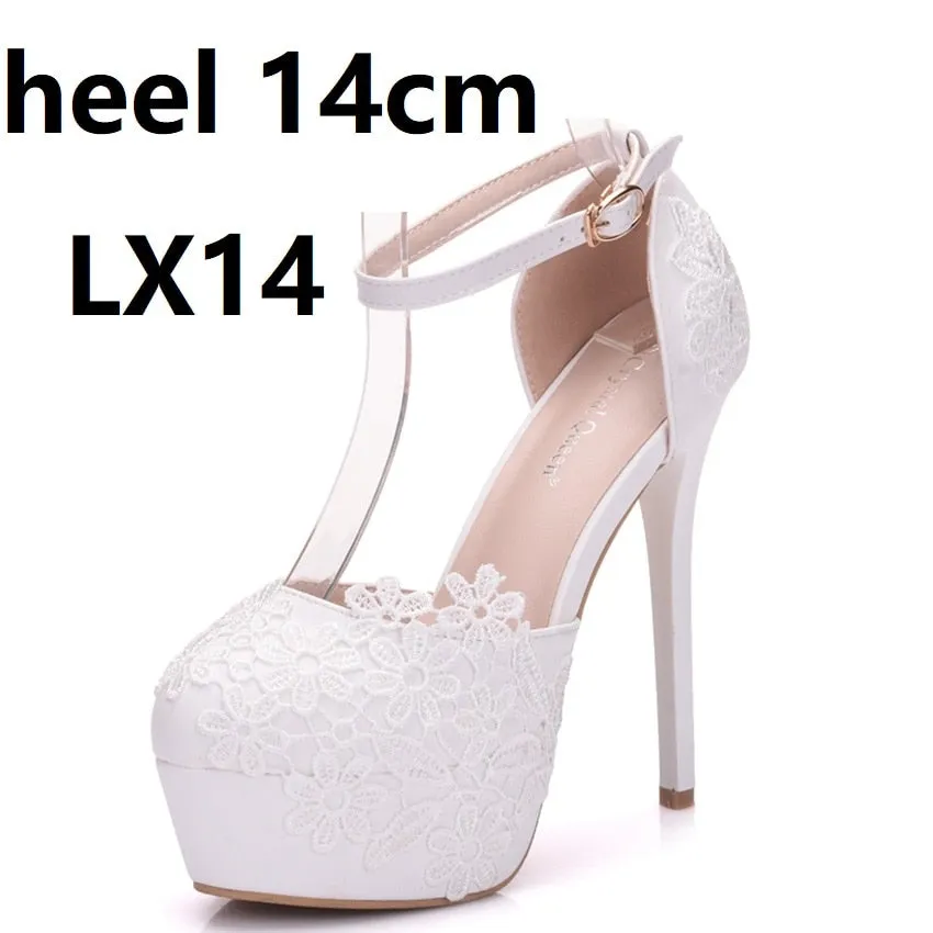 Funki Buys | Shoes | Women's White Lace Flower Wedding Shoe