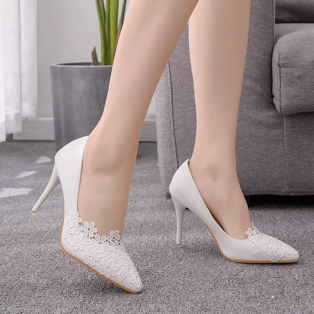 Funki Buys | Shoes | Women's White Lace Flower Wedding Shoe