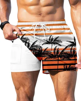GIISAM Men's Swim Trunks, Bathing Suit 4 inch Inseam Quick Dry Swimsuit Beach Shorts with Compression Liner