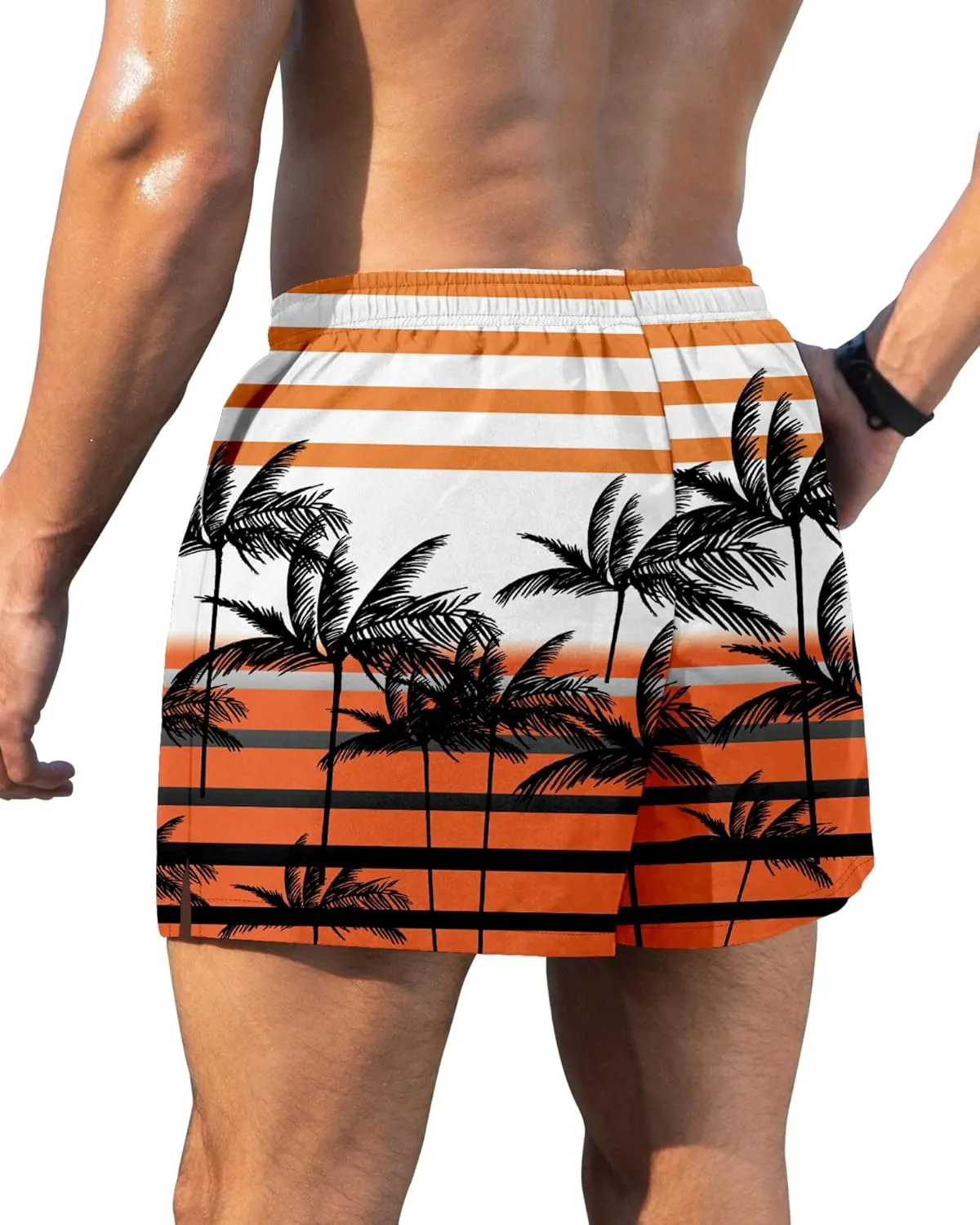 GIISAM Men's Swim Trunks, Bathing Suit 4 inch Inseam Quick Dry Swimsuit Beach Shorts with Compression Liner