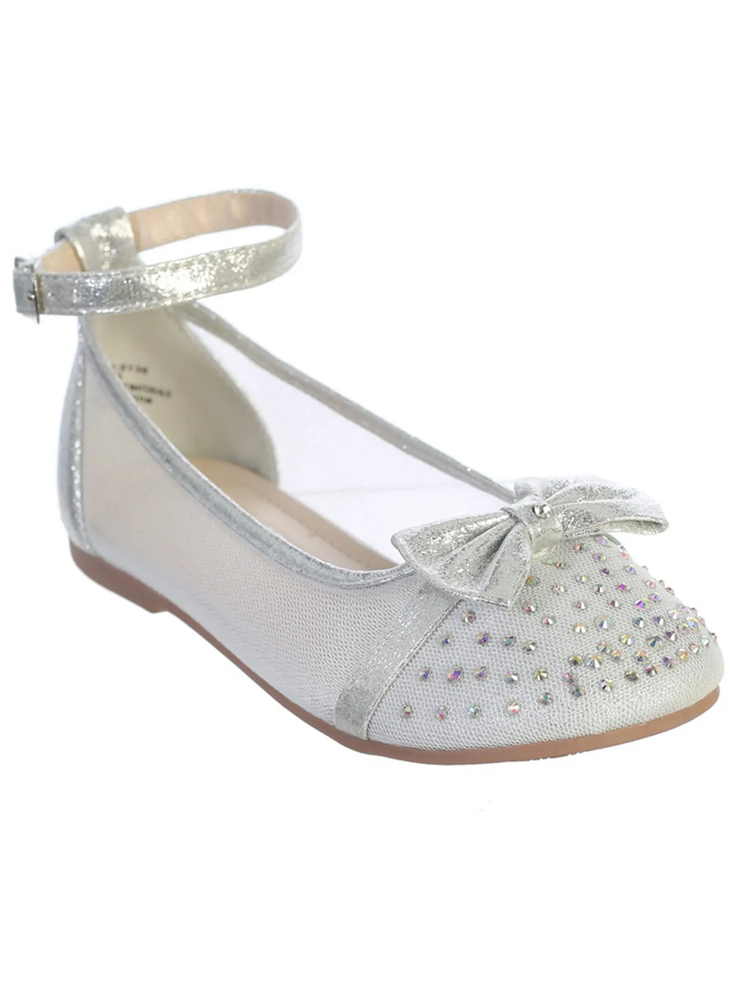 Girls Multi Color Mesh Rhinestone Bow Ballet Flats 9 Toddler - 5 Kids