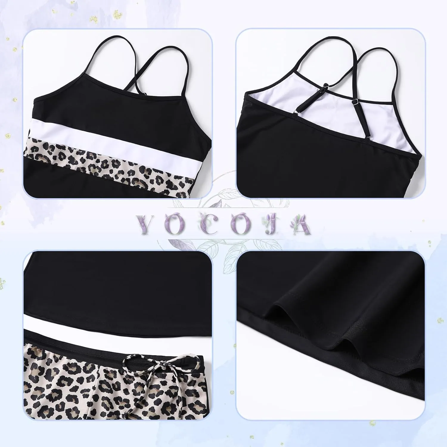 Girls Swimsuit Two Piece Bathing Suits Tankini with Adjustable Strap Swimwear with Boyshort