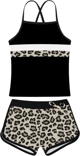 Girls Swimsuit Two Piece Bathing Suits Tankini with Adjustable Strap Swimwear with Boyshort