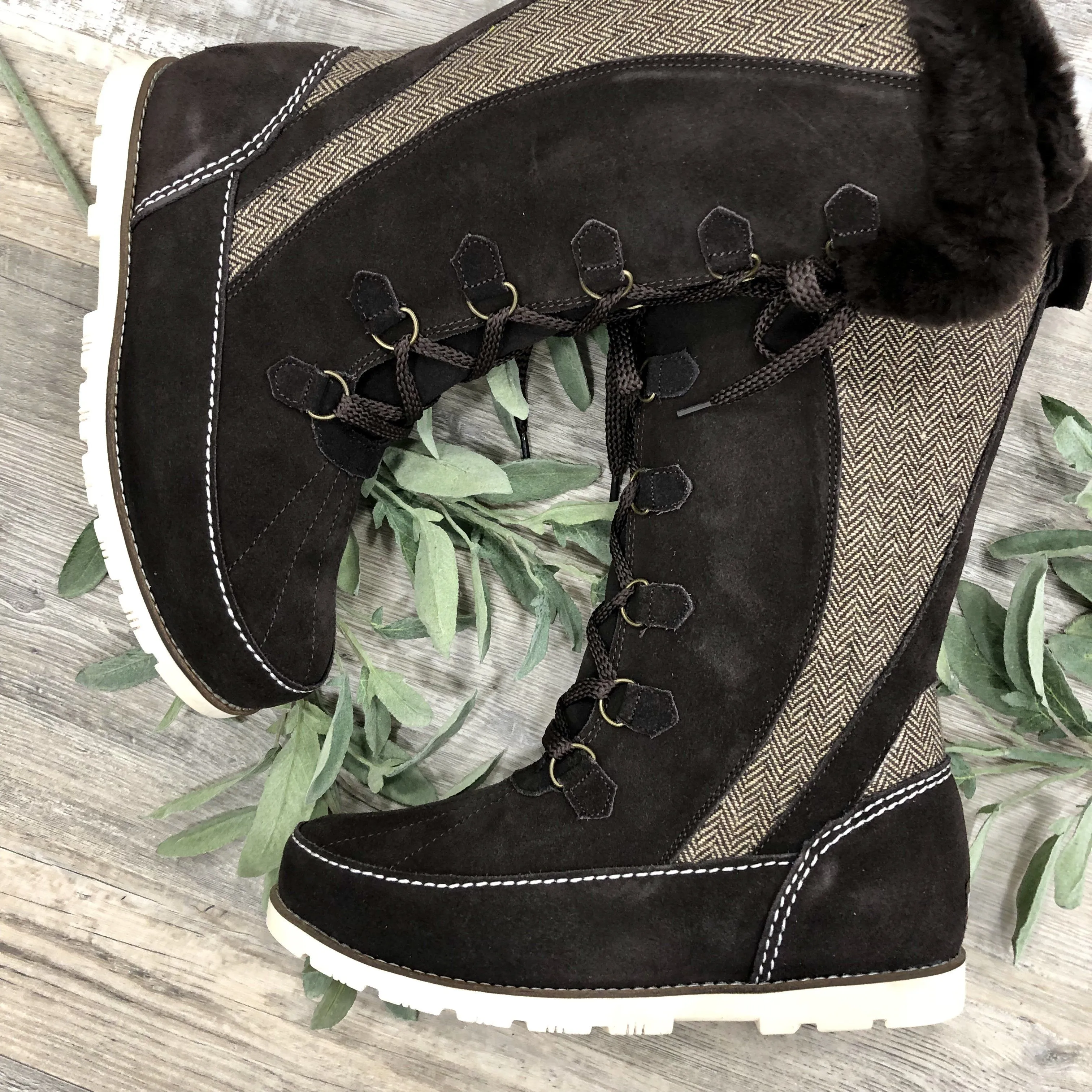 LAMO Lace Up Winter Boots in Brown