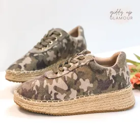 Last Chance Size 7 | Ready to Roam Lace Up Espadrille Sneakers in Camo