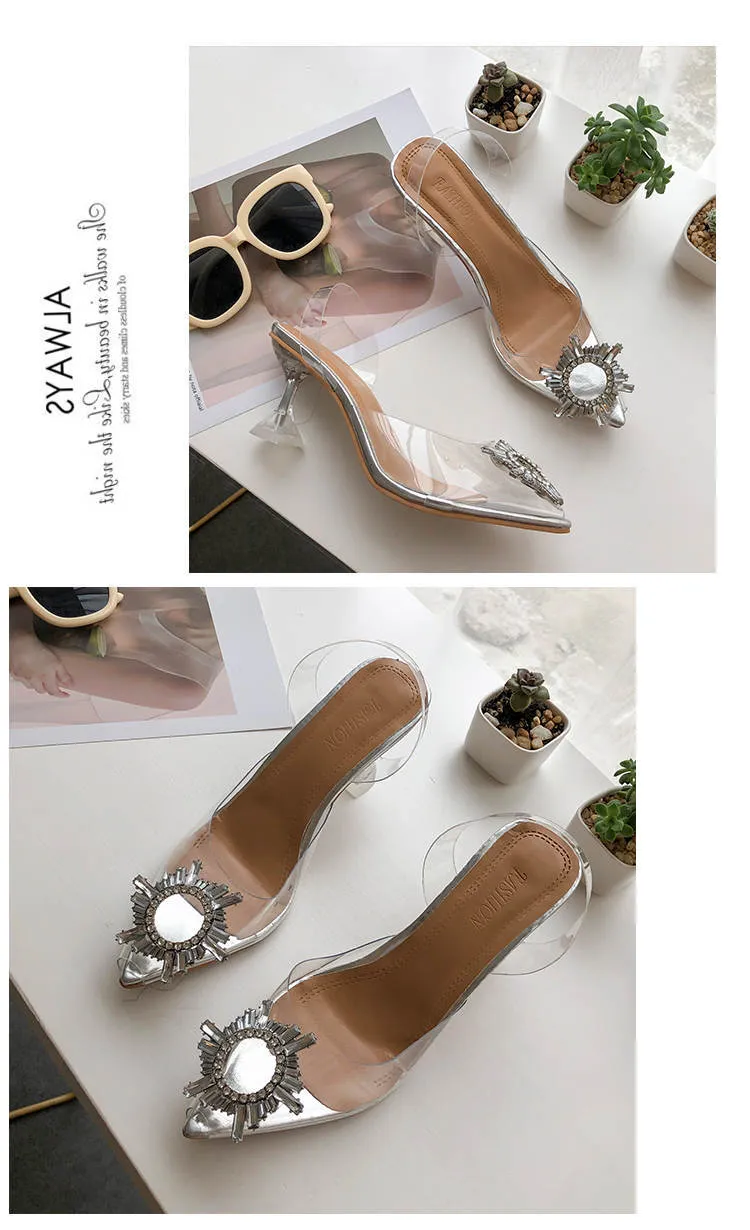 Luxury Pointed Toe Slip on Pumps Transparent High Heels