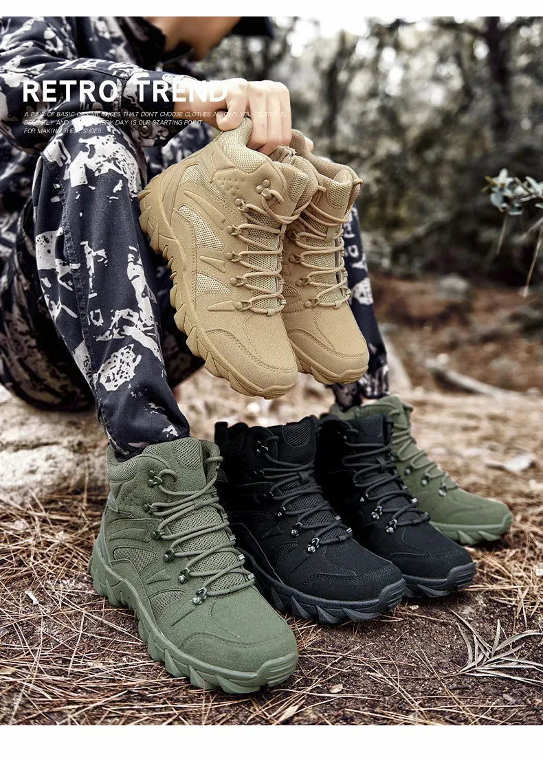 Men's Hiking Shoes Suede Leather Outdoor Shoes Wear-resistant Men Trekking Walking Hunting Tactical Sneakers