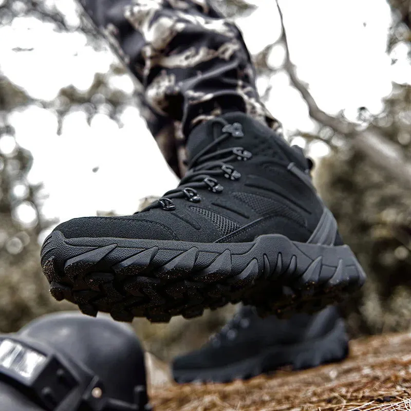 Men's Hiking Shoes Suede Leather Outdoor Shoes Wear-resistant Men Trekking Walking Hunting Tactical Sneakers