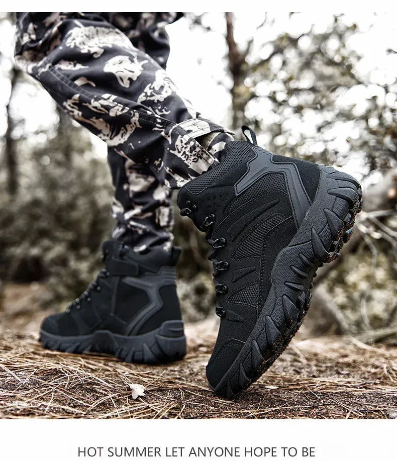 Men's Hiking Shoes Suede Leather Outdoor Shoes Wear-resistant Men Trekking Walking Hunting Tactical Sneakers