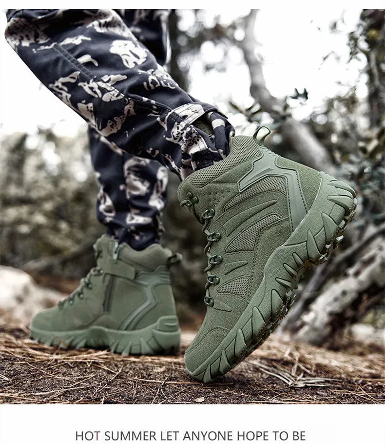 Men's Hiking Shoes Suede Leather Outdoor Shoes Wear-resistant Men Trekking Walking Hunting Tactical Sneakers