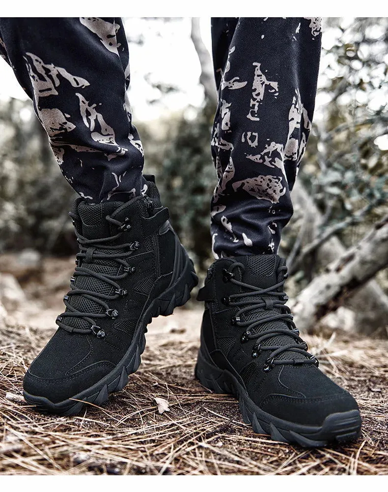 Men's Hiking Shoes Suede Leather Outdoor Shoes Wear-resistant Men Trekking Walking Hunting Tactical Sneakers