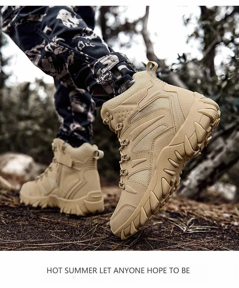 Men's Hiking Shoes Suede Leather Outdoor Shoes Wear-resistant Men Trekking Walking Hunting Tactical Sneakers