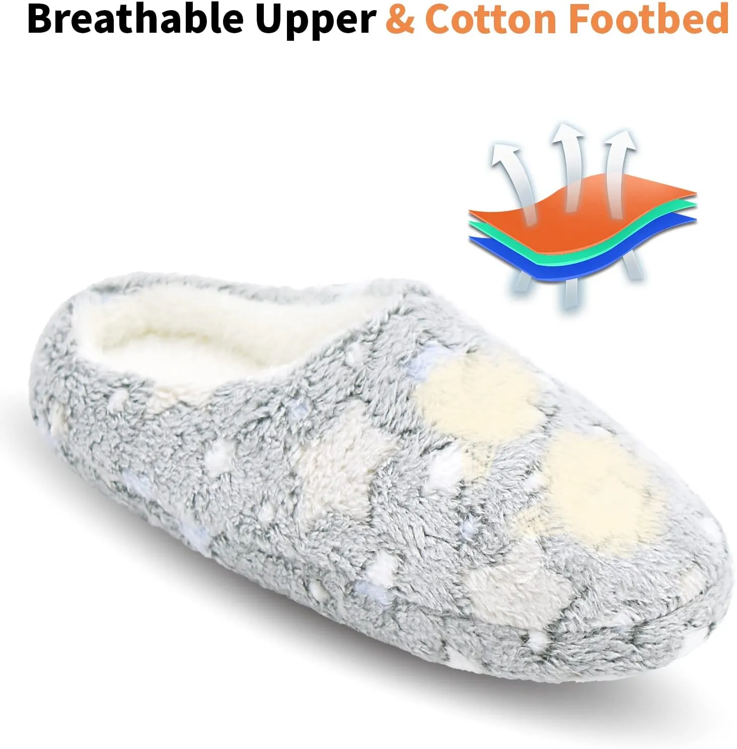 Panda Bros Women's Memory Foam Slippers Comfort Plush Fleece Lined House Shoes for Indoor & Outdoor
