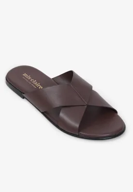 Splendora Faux Crossover Sandals - Dark Brown
