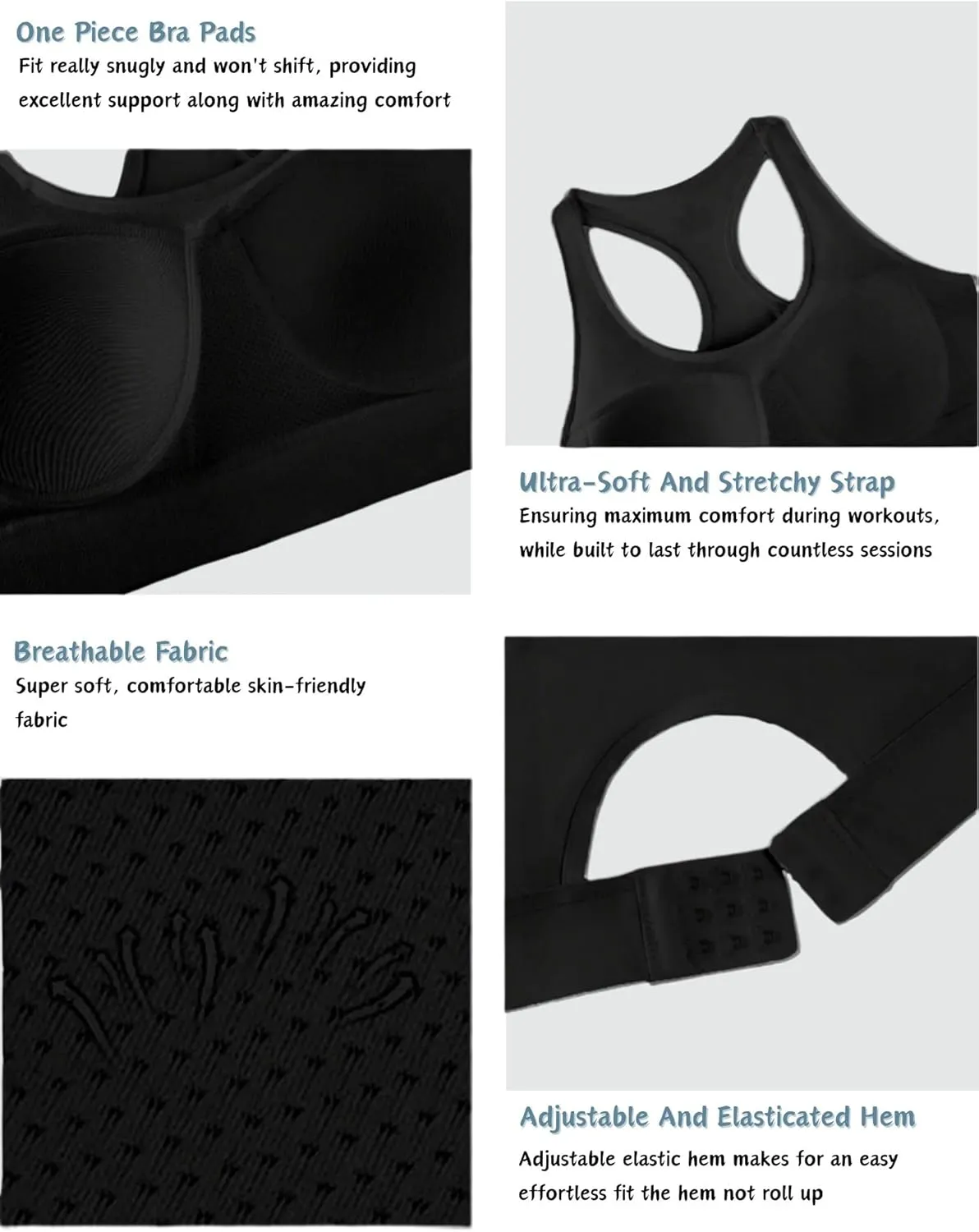 Sports Bras for Women High Support, Adjustable High Impact Sports Padded Seamless Scoop Neck Comfortable Bras