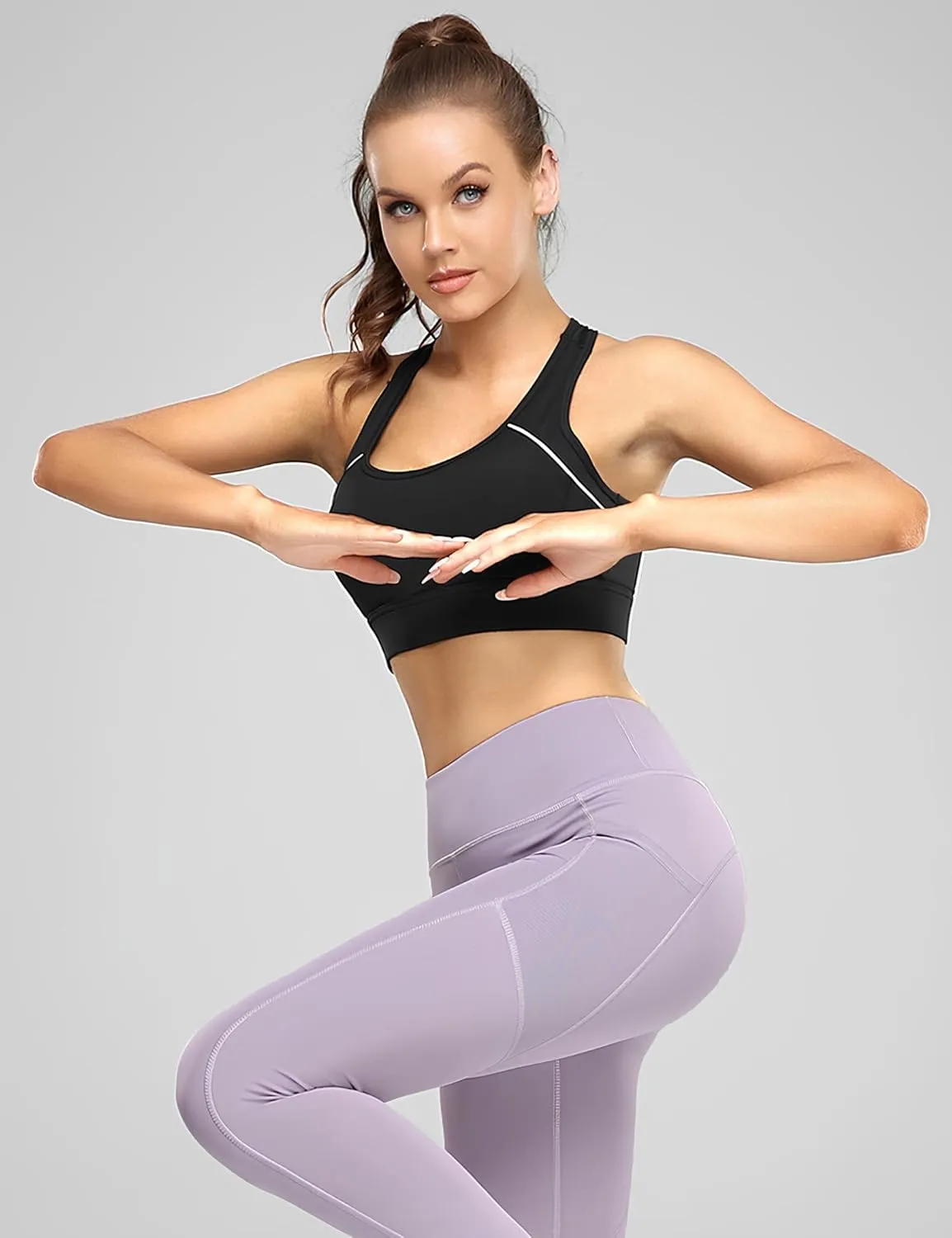 Sports Bras for Women High Support, Adjustable High Impact Sports Padded Seamless Scoop Neck Comfortable Bras