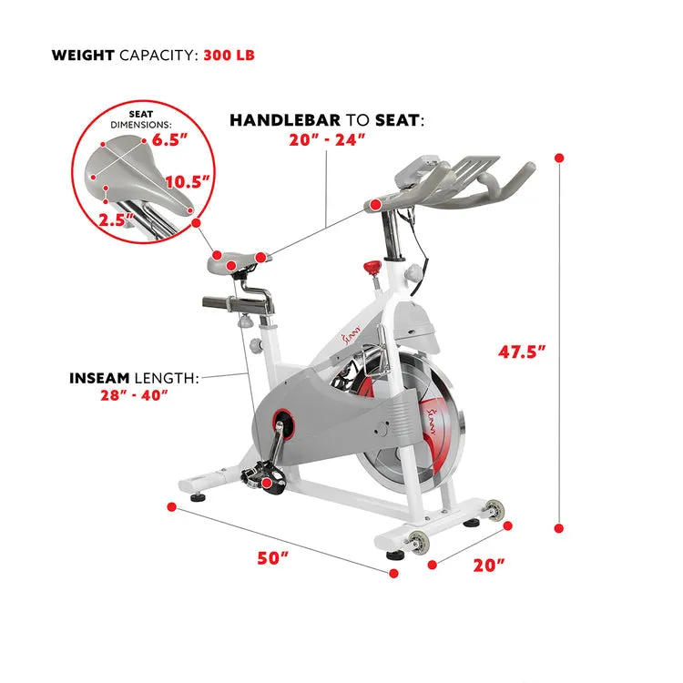 Sunny Health & Fitness Magnetic Belt Drive Premium Indoor Cycling Bike - SF-B1876