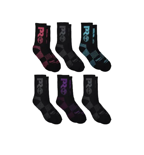 Timberland PRO TB385404TD Ladies Black Marled Sole Crew Sock - 6 Pack