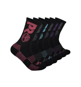 Timberland PRO TB385404TD Ladies Black Marled Sole Crew Sock - 6 Pack