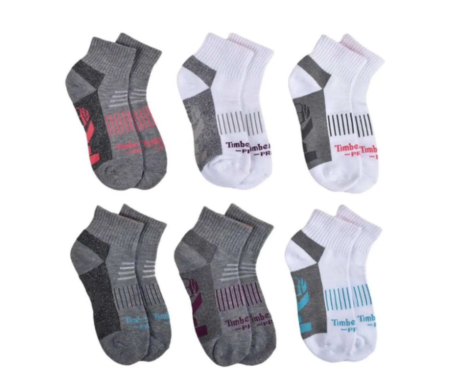 Timberland PRO Women's 6-Pack Contrast Logo Quarter Sock