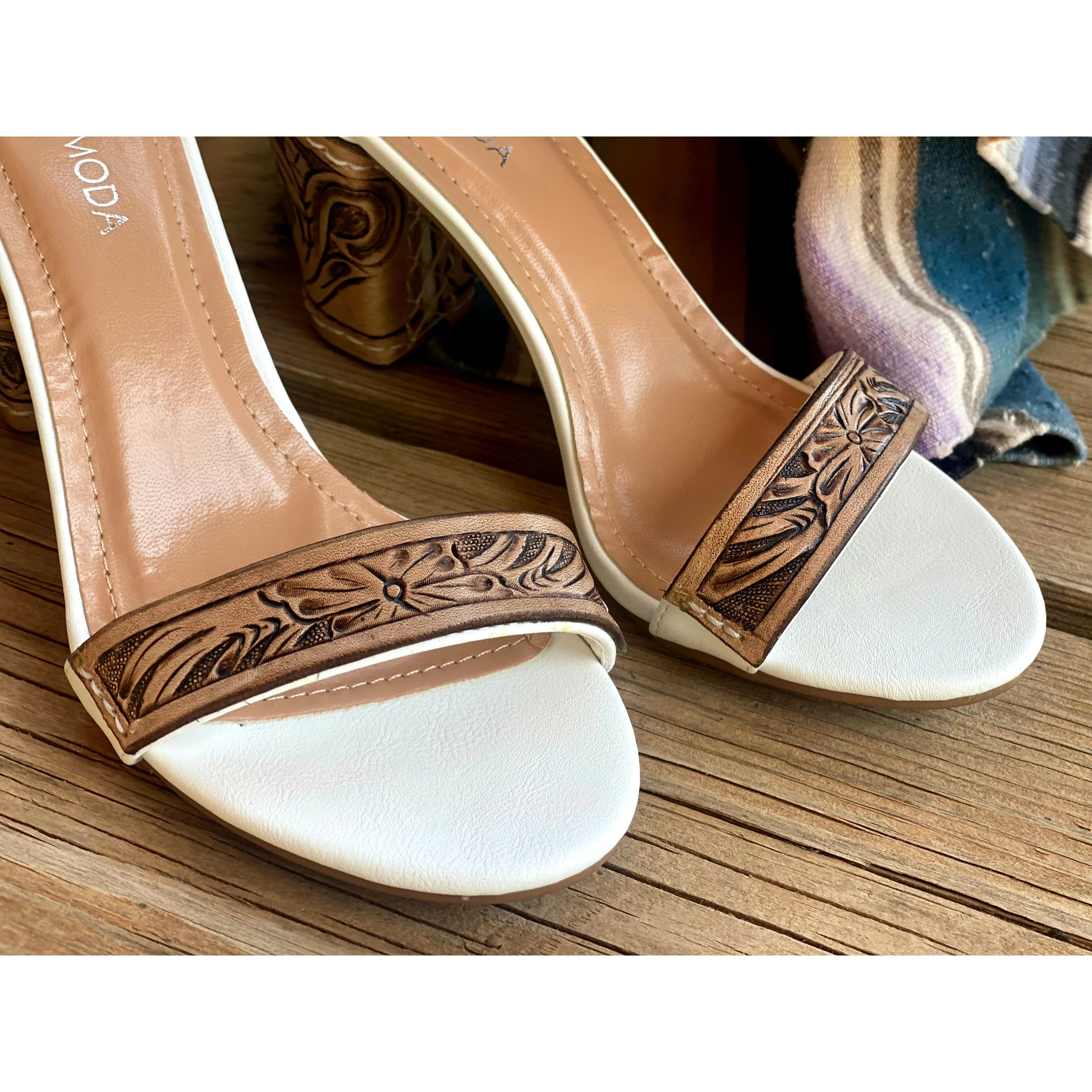 Tooled White Heel with custom design