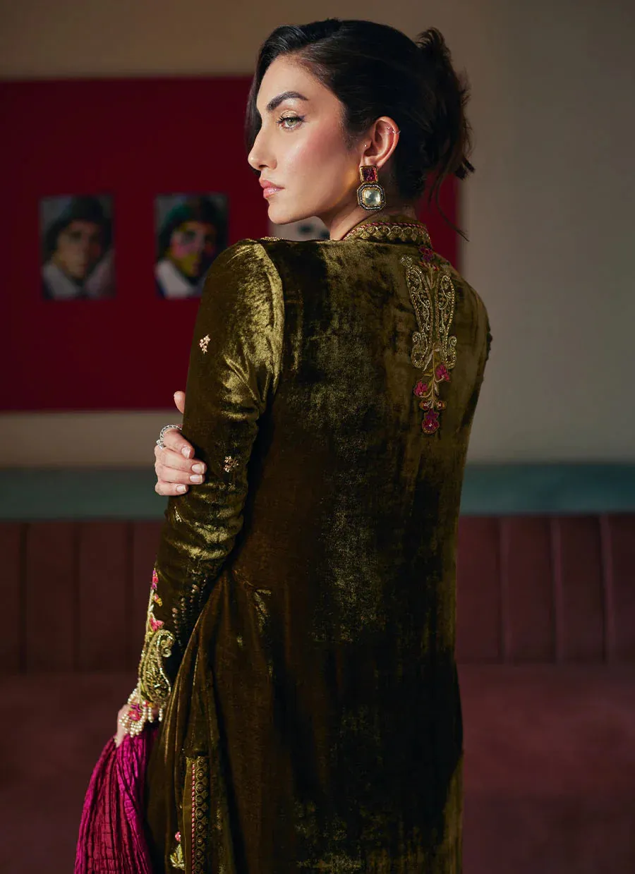 Velvet Revolt 23 - Shahd Olive Shirt And Dupatta