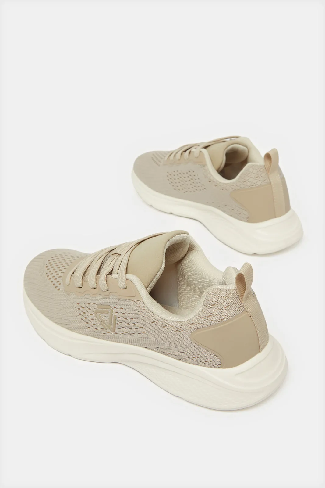 Women Taupe Lace Up Sneakers