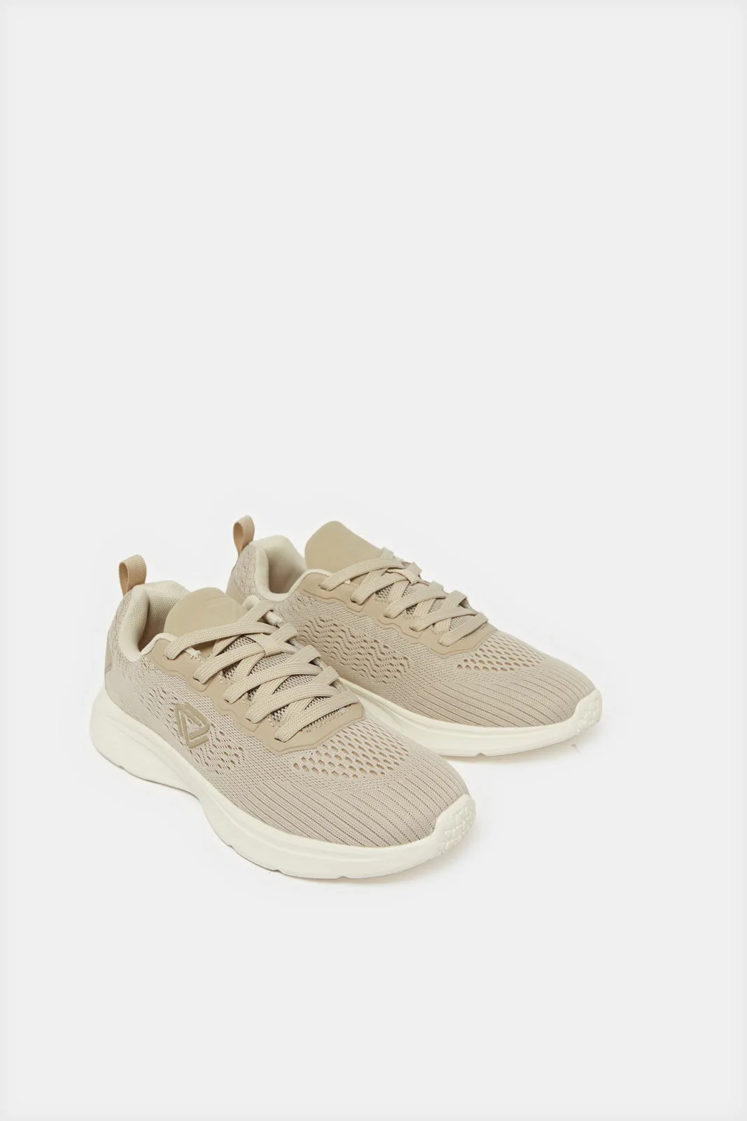 Women Taupe Lace Up Sneakers