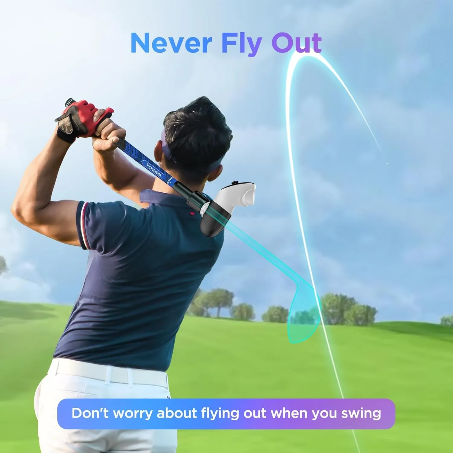 YOGES VR Golf Club Attachment Compatible with Meta Quest 3S/ Quest 3/ Oculus Quest 2 Controller, Non-Slip VR Golf Handle Grips 90 Degree Keep Tracking for Golf VR Games (ONLY for Right Controller)