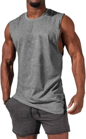 ZIWOCH Men's Sleeveless Tank Tops Crewneck Solid Loose Fit Shirt
